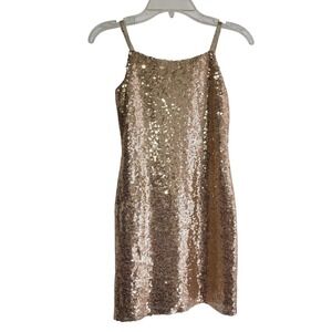 With Jules Large Gold‎ Sequin Mini Dress Kids Sleeveless Adjustable Straps Party
